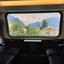 View from the window of a train operated by Swiss company, BLS.